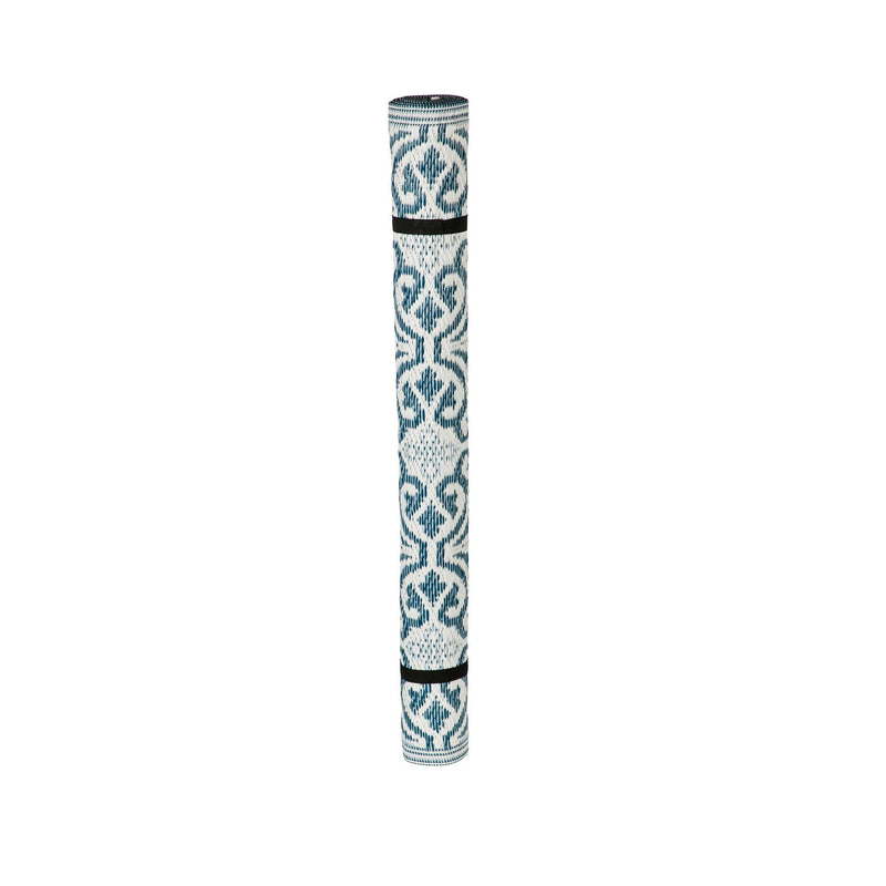 Reversible Weather-Resistant Rug 3'x5', Light and Dark Blue Pattern