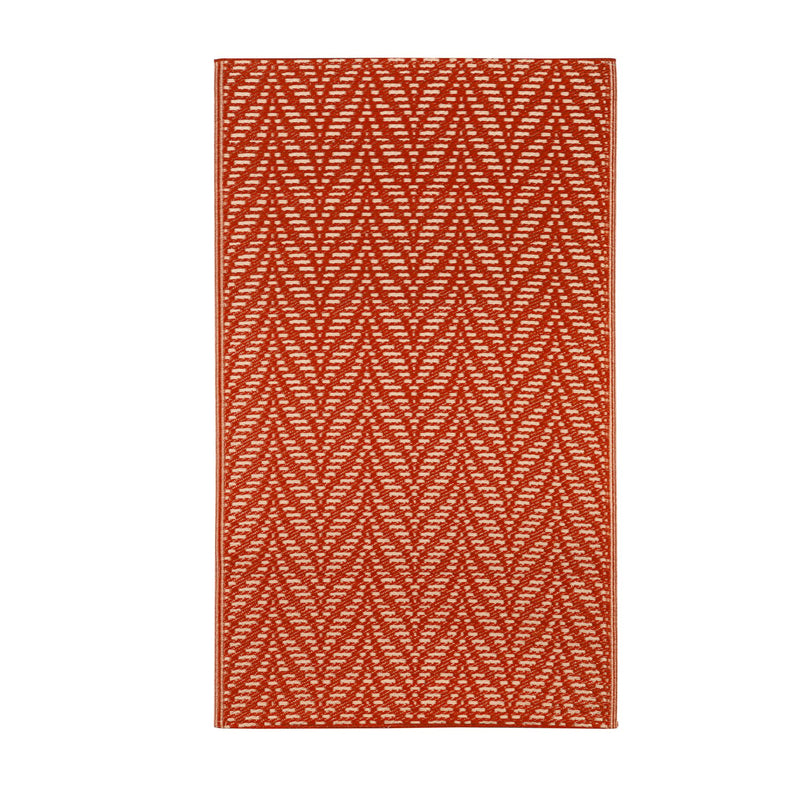 Reversible Weather-Resistant 3x5 Rug, Terracotta Stacked Leaves