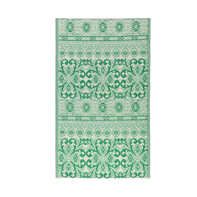 Evergreen Rugs,Reversible Weather-Resistant 3x5 Rug, Mint Green Flowers,36x60x0.02 Inches