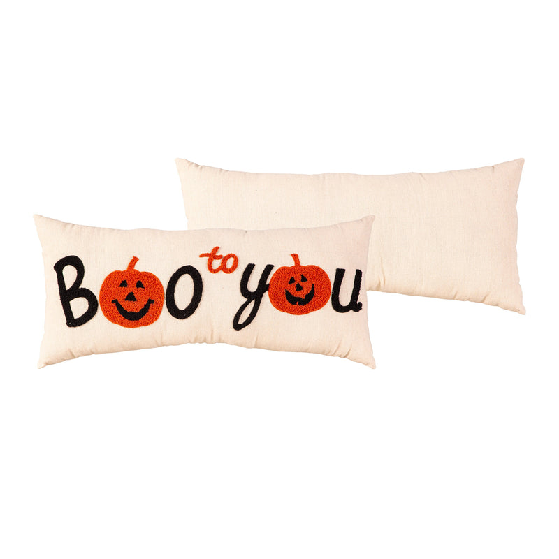 Evergreen Home Accents,25" x 8" Boo to You Lumbar Pillow,25.2x4.53x7.87 Inches