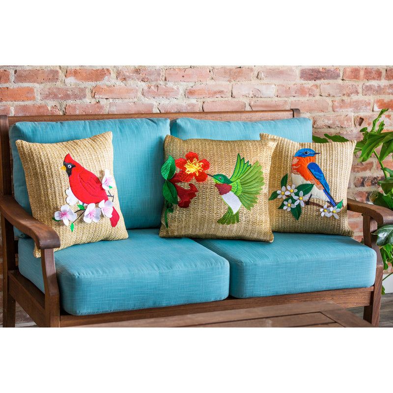 18" Outdoor Safe Raffia Pillow, Cardinal,4pl341