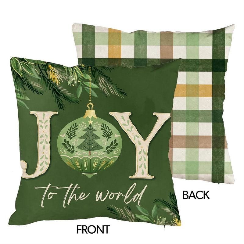 Greenery Joy To The World Pillow Cover