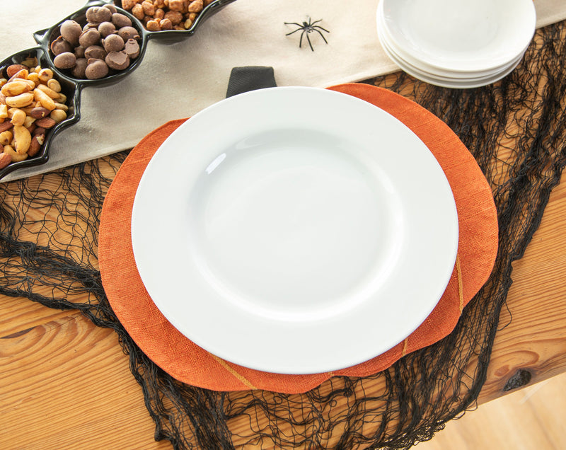 Evergreen Home Accents,14" Fabric Jack-O-Lantern Shaped Placemat, Trick or Treat,14x0.06x13 Inches