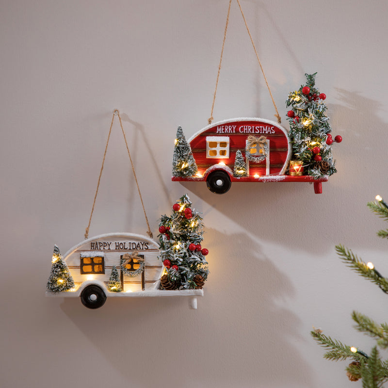 Hanging Christmas Camper Wall Décor, Asst of 2