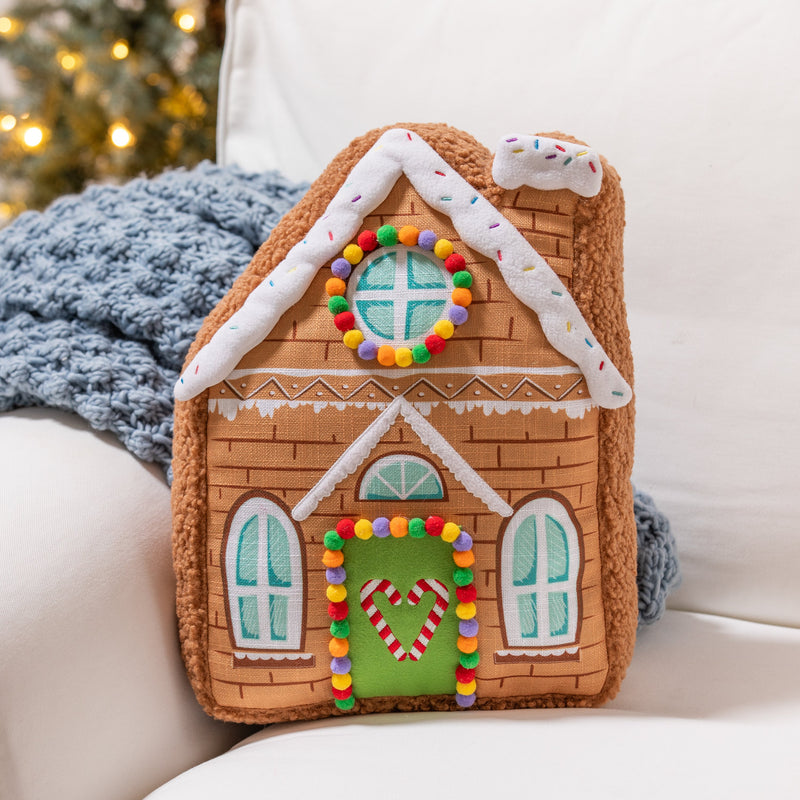 15" Shaped Pillow, Gingerbread House,4sp27001