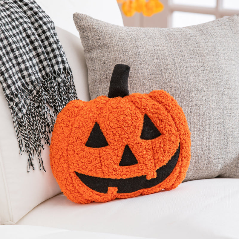 Evergreen Home Accents,13" Shaped Pillow with Embroidering, Jack-O-Lantern,13x4x13 Inches