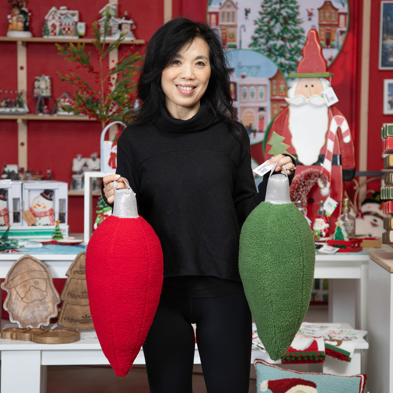 7.5" x 20.5" Shaped Pillow, Christmas Bulb,4sp37001