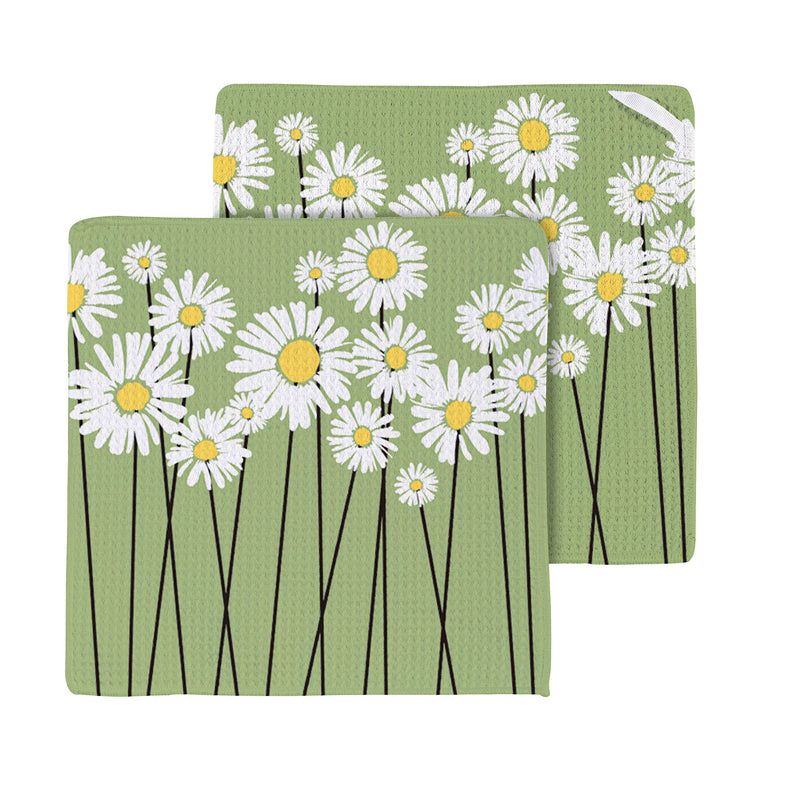 Daisy Scape Quick Dry Dish Cloth, Set of 3, 10" x 10"