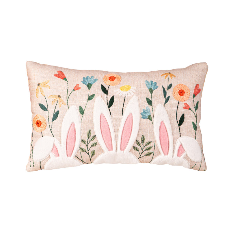 Floral Bunny Lumbar Pillow, 16"L x 10"H