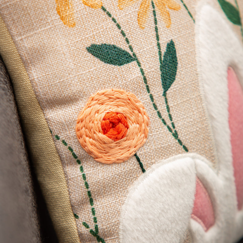 Floral Bunny Lumbar Pillow, 16"L x 10"H
