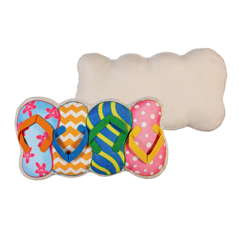 Flip Flop Shaped Pillow, 17.5"L