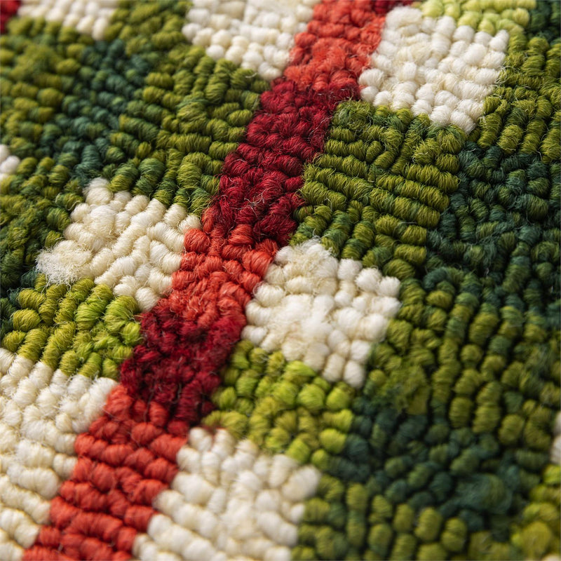 Indoor/Outdoor Plaid Hooked Polypropylene Throw Pillow 18"x18"