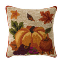 Indoor/Outdoor Fall Bounty Hand Hooked Polypropylene Throw Pillow 18"x18",53u39