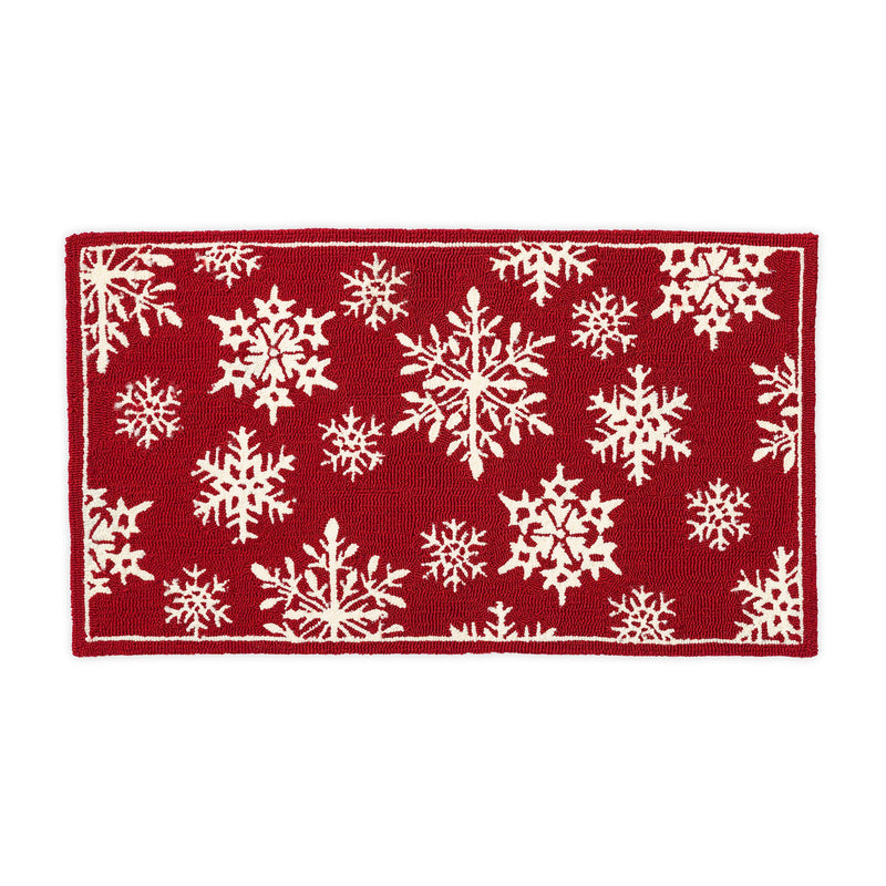 Indoor/Outdoor Hooked Rug, Polypropylene, Snowflake, 24"x42"