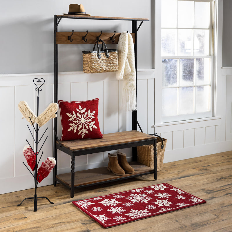 Indoor/Outdoor Hooked Rug, Polypropylene, Snowflake, 24"x42"