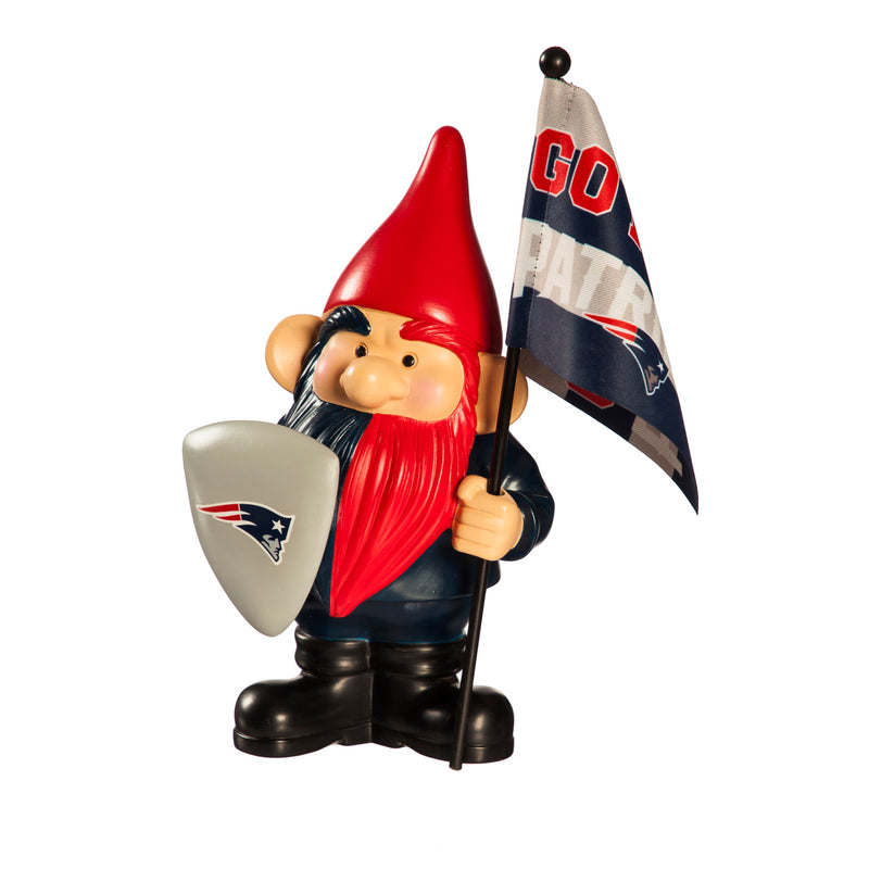 Evergreen Statuary,New England Patriots, Flag Holder Gnome,6.13x4.5x10 Inches