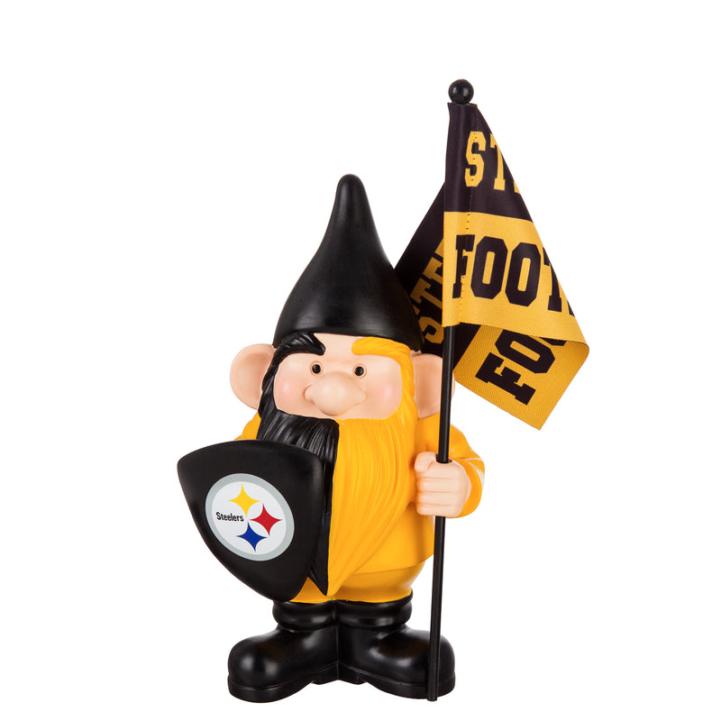 Evergreen Statuary,Pittsburgh Steelers, Flag Holder Gnome,6.13x4.5x10 Inches