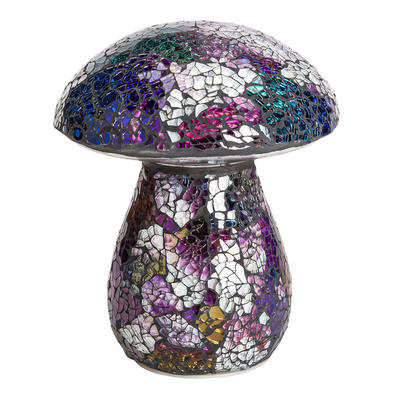 Evergreen Garden Accents,Glass Mosaic Mushroom Lawn Ornament - Purple,6x6x7.5 Inches