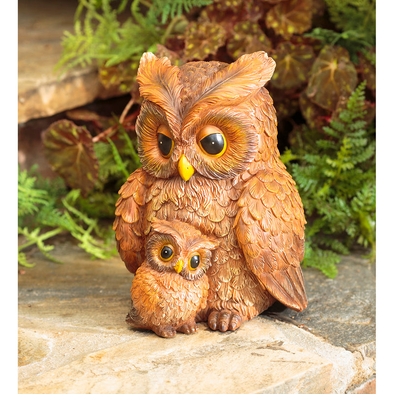Evergreen Statuary,Mother and Baby Owl Garden Statue,7x5.75x8.25 Inches