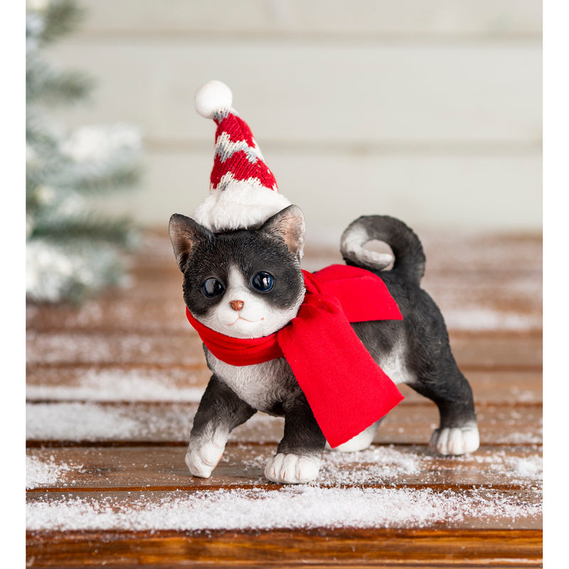 Holiday Kitten Statues with Hats and Scarves, Set of 3,55316