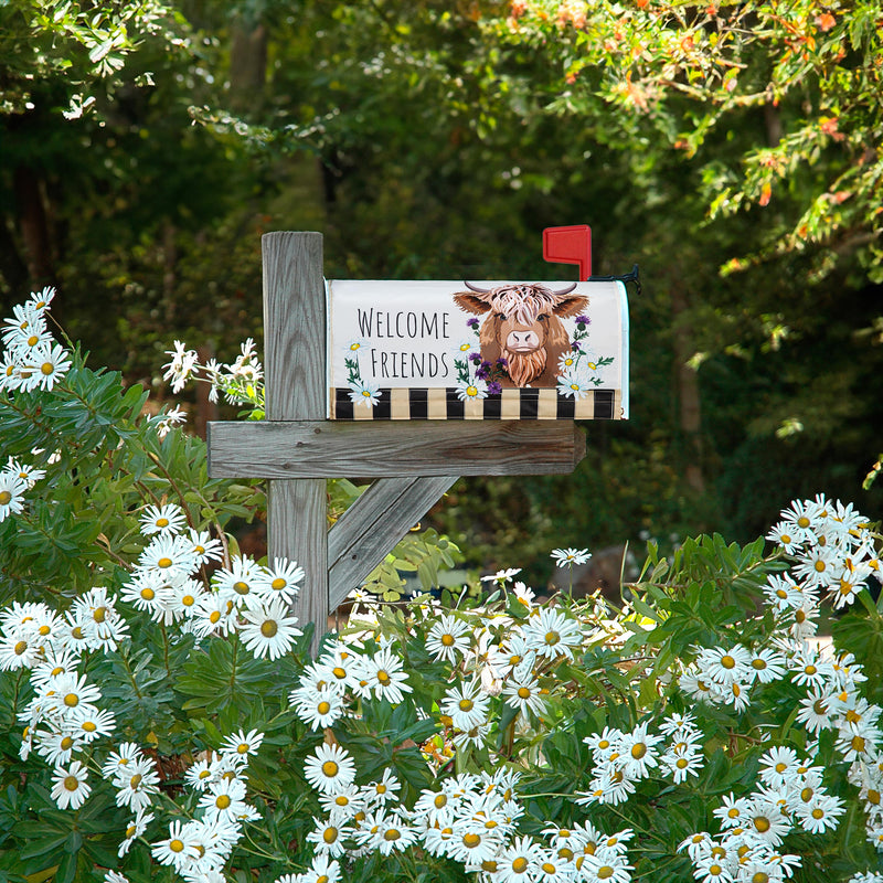 Highland Cow Welcome Friends Mailbox Cover