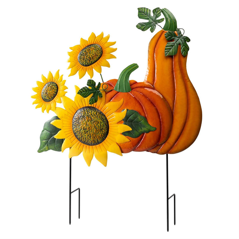 Embossed Pumpkin Sunflower Stake