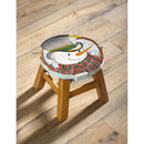 Hand-Carved Acacia Wood Snowman Footstool
