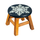 Hand-Carved Acacia Wood Snow Flake Footstool