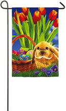 Tulips and Bunny Garden Satin Flag