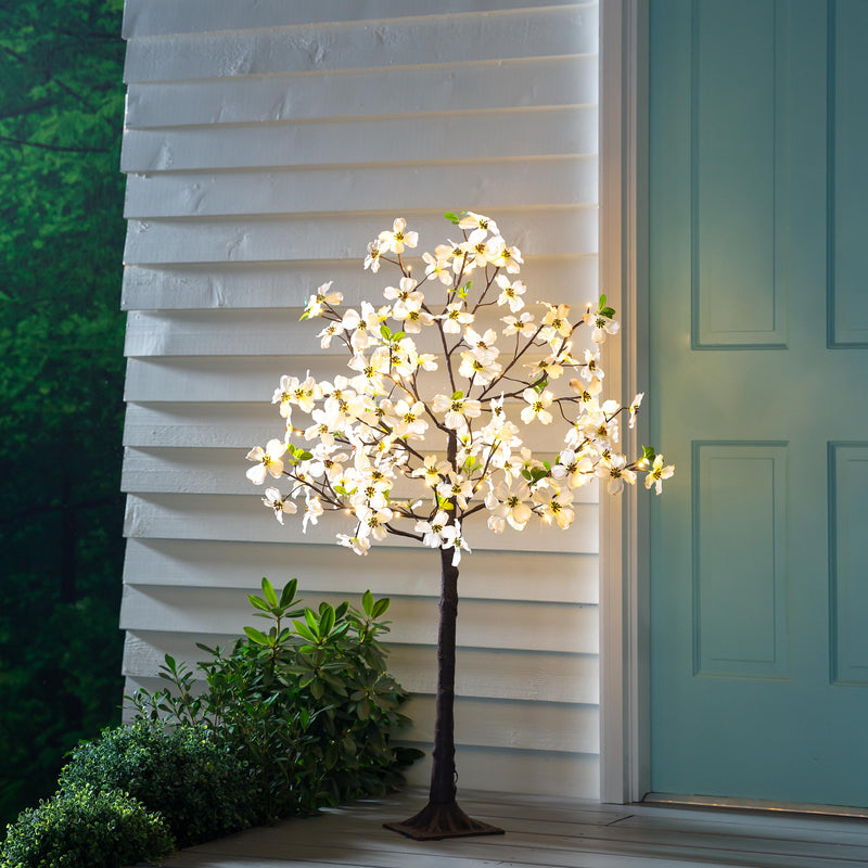 Indoor/Outdoor Electric Lighted Faux Dogwood Tree, 4' Tall,65k05