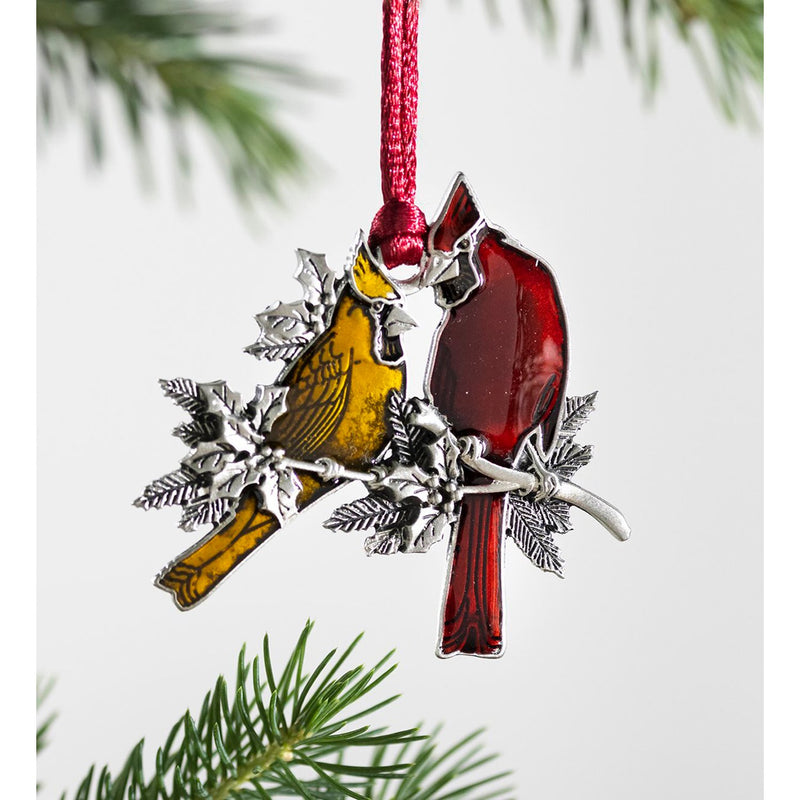 Evergreen Holiday Decorations,Solid Pewter Christmas Tree Ornament - Cardinals,1.87x0.15x2.81 Inches