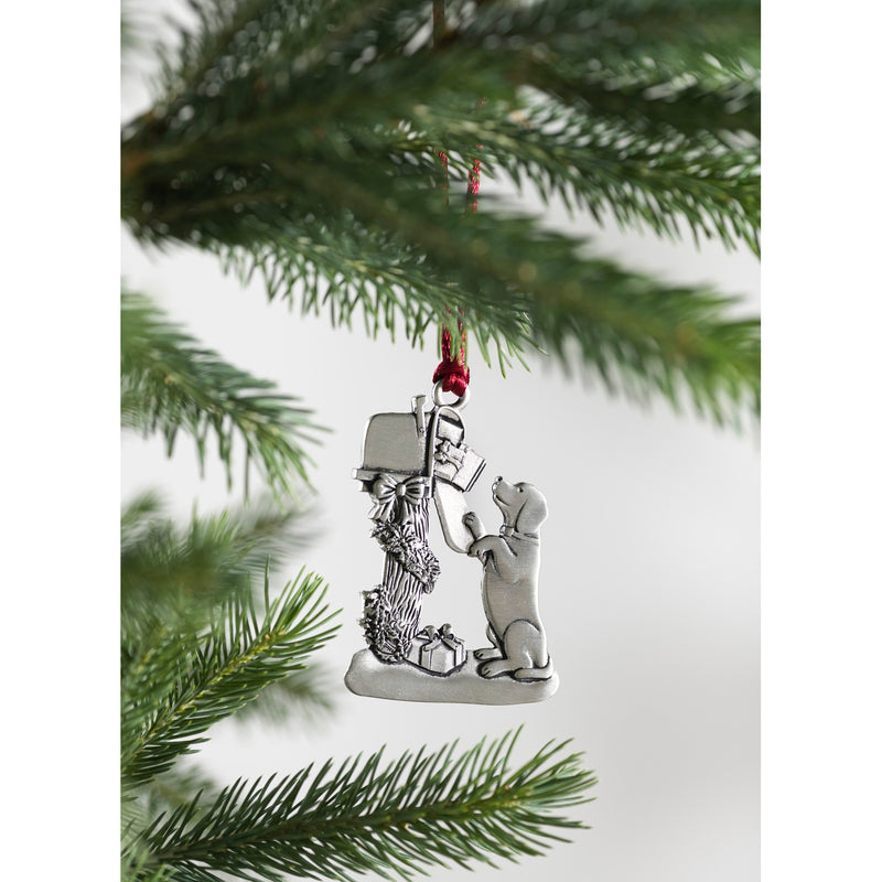 Evergreen Holiday Decorations,Solid Pewter Christmas Tree Ornament - Dog,2.15x0.15x2.88 Inches