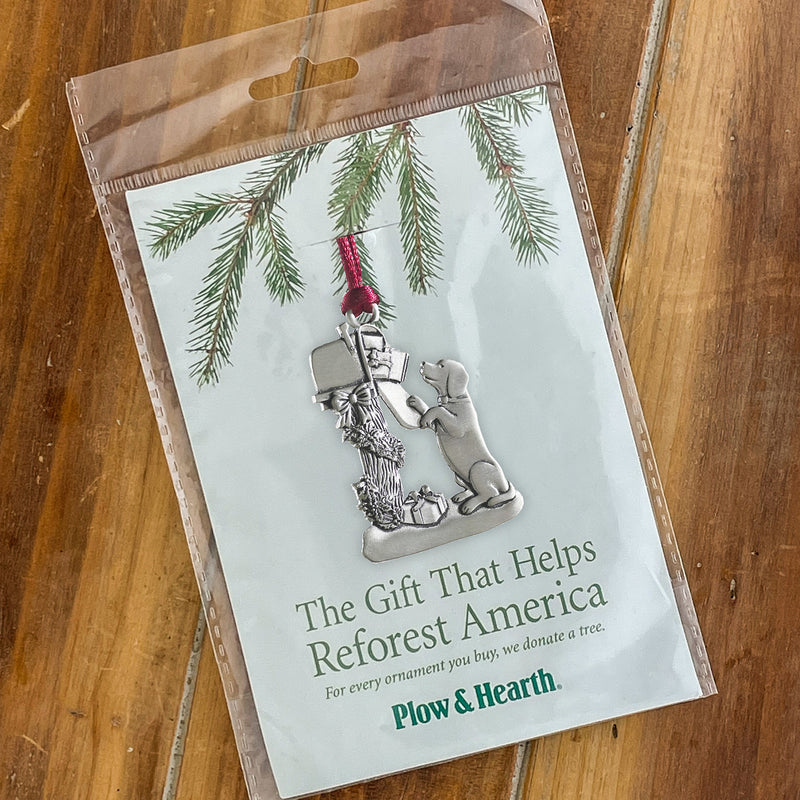 Evergreen Holiday Decorations,Solid Pewter Christmas Tree Ornament - Dog,2.15x0.15x2.88 Inches