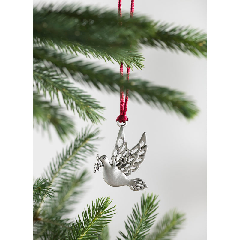 Evergreen Holiday Decorations,Solid Pewter Christmas Tree Ornament - Dove,1.77x0.21x1.93 Inches