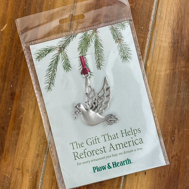 Evergreen Holiday Decorations,Solid Pewter Christmas Tree Ornament - Dove,1.77x0.21x1.93 Inches