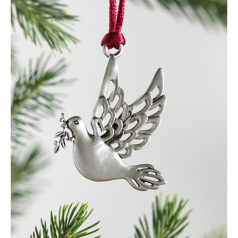 Evergreen Holiday Decorations,Solid Pewter Christmas Tree Ornament - Dove,1.77x0.21x1.93 Inches