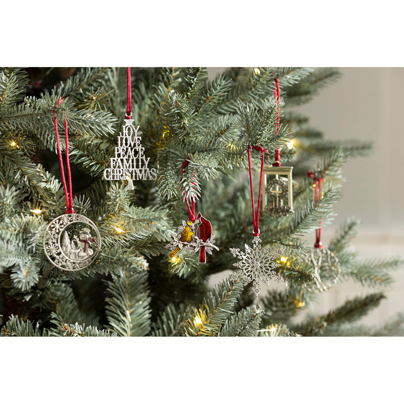 Evergreen Holiday Decorations,Solid Pewter Christmas Tree Ornament - Holiday Sentiments,3.07x2.29x0.12 Inches