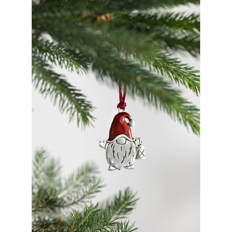 Evergreen Holiday Decorations,Solid Pewter Christmas Tree Ornament - Santa Gnome,1.87x0.15x2.81 Inches