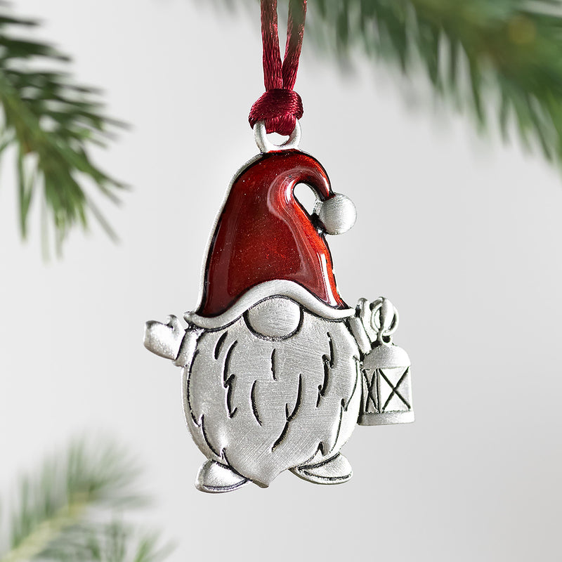 Evergreen Holiday Decorations,Solid Pewter Christmas Tree Ornament - Santa Gnome,1.87x0.15x2.81 Inches