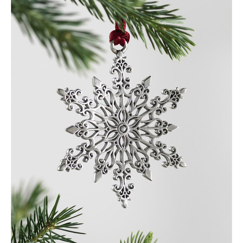 Evergreen Holiday Decorations,Solid Pewter Christmas Tree Ornament - Snowflake,2.29x0.16x2.88 Inches