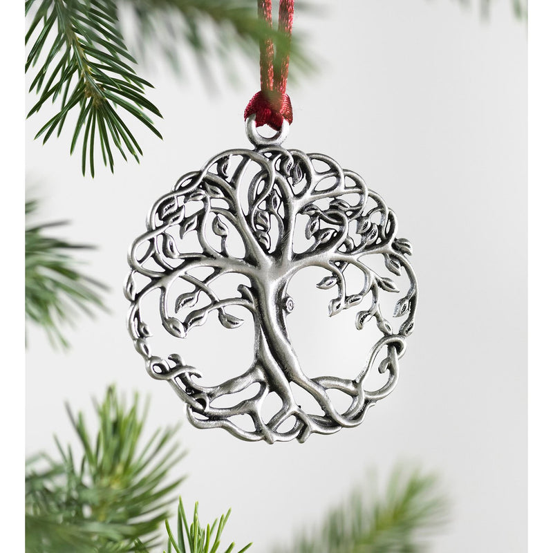 Evergreen Holiday Decorations,Solid Pewter Christmas Tree Ornament - Tree of Life,1.87x0.15x2.81 Inches