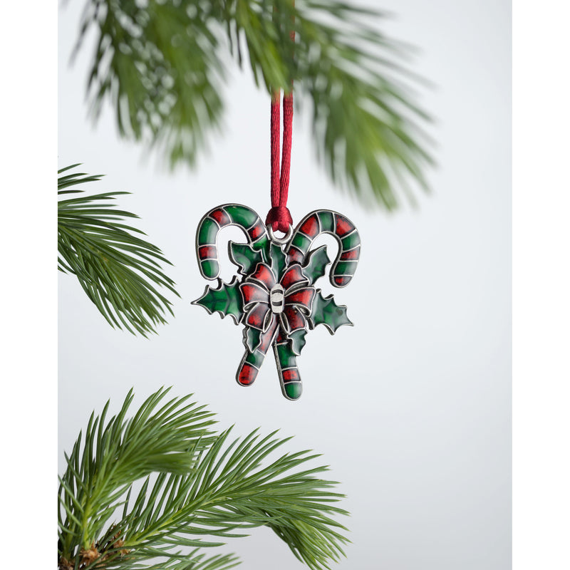 Evergreen Holiday Decorations,Solid Pewter Christmas Tree Ornament - Candy Cane,2.61x0.15x2.88 Inches