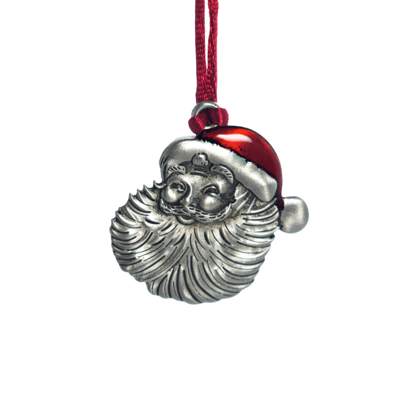 Evergreen Holiday Decorations,Solid Pewter Christmas Tree Ornament - Santa Face,2.61x0.15x2.88 Inches