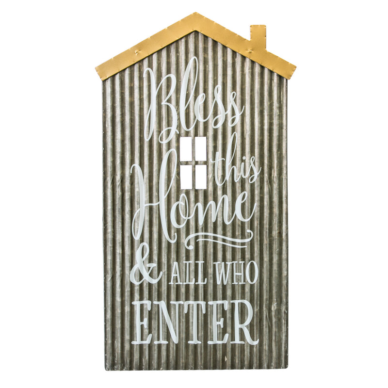 Corrugated Metal Wall Art, Bless this Home,6awd084