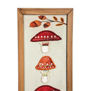 Woodland Storybook Wall Decor, Wood & Textile, Beaded Mushroom, 8" L x 18" H