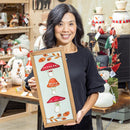 Woodland Storybook Wall Decor, Wood & Textile, Beaded Mushroom, 8" L x 18" H