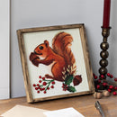 Woodland Storybook Wall Decor, Wood & Textile, Beaded Squirrel, 8" L x 18" H