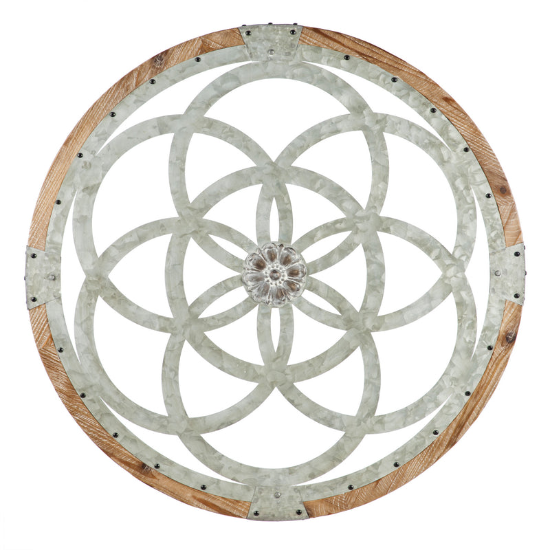 Galvanized Metal and Wood Medallion Wall Décor,6awd615