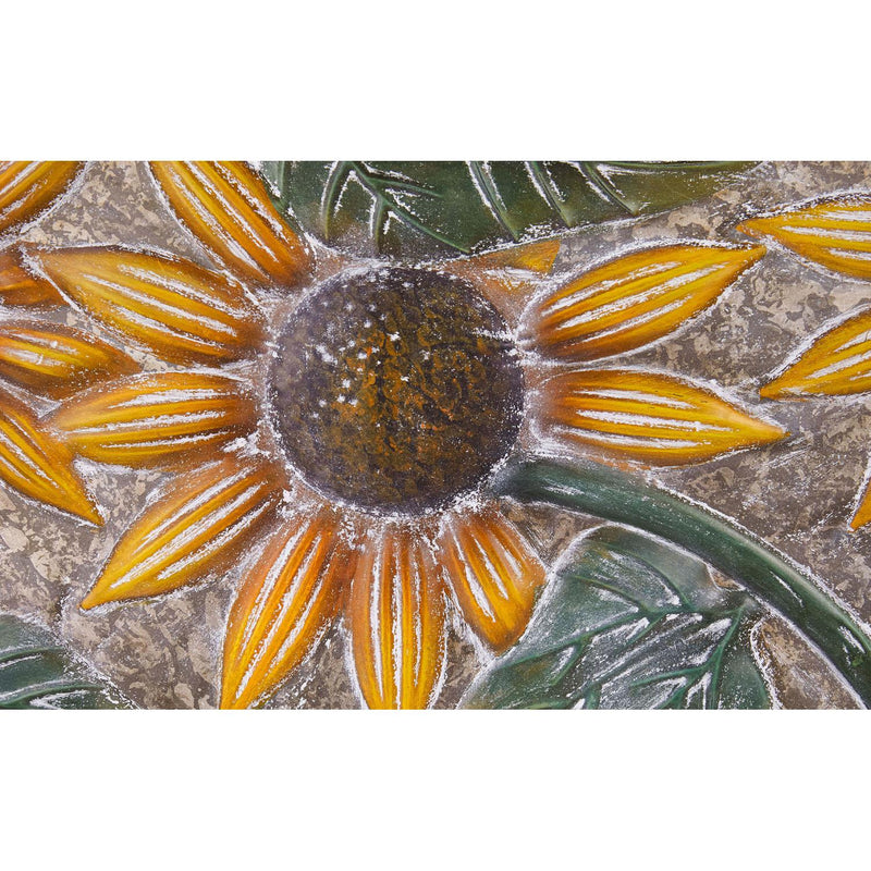 Metal Embossed Sunflower Wood Framed Wall Décor