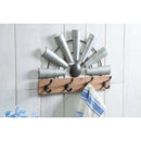 Evergreen Indoor Furniture,Galvanized Metal Windmill and Wood Hanging Wall Hooks,23.6x3.9x16.9 Inches